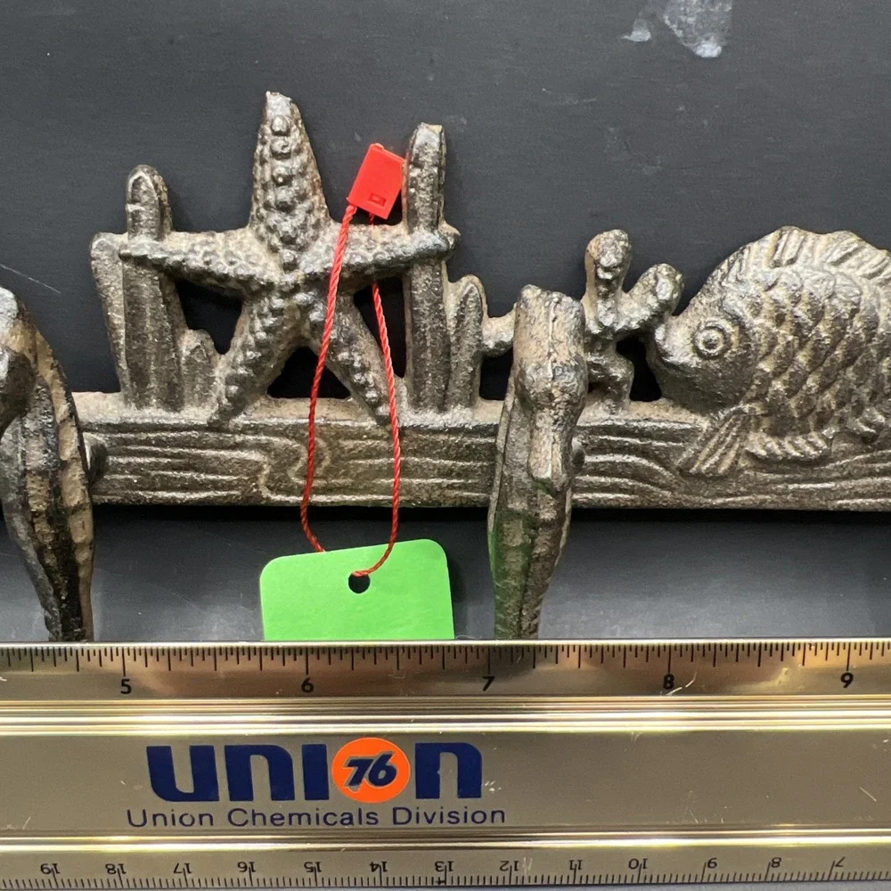 Seahorse Key Rack Nautical Hooks Towel Coat Holder Cast Iron Starfish Coral